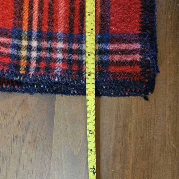 LL Bean Vintage Wood Plaid Blanket Red Tartan Whipstitch 1980's 80x86 - Picture 6 of 7